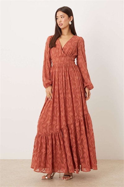 Макси-платье с цветочным узором в технике «берн-аут», асимметричным разрезом по подолу и завязками на спине артикул 154696797