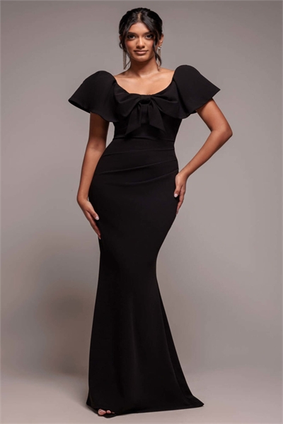 Макси-платье с рукавами-крылышками и завязками спереди артикул 155449268