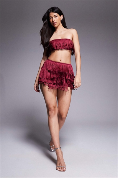 Мини-юбка средней высоты с бахромой от Maristella co-ord артикул 153786275