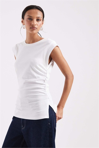 Майка с корсетом, зауженной талией и отчетливыми плечами артикул 152151804