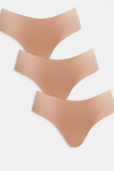 Набор из 3 пар бразильских трусиков без отпечатков и с кружевом артикул 141705273