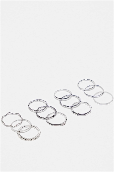 Набор из 12 колец с витыми элементами и гравировкой артикул 132324008