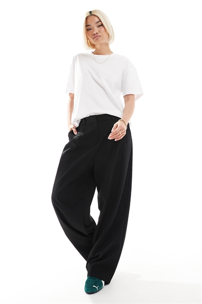 Брюки с широкими брючинами и складками артикул 140259271