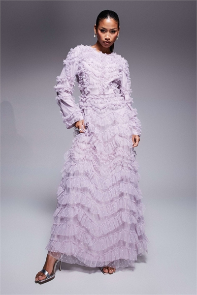 Макси-платье Maryisa с длинными рукавами и оборками артикул 144639934