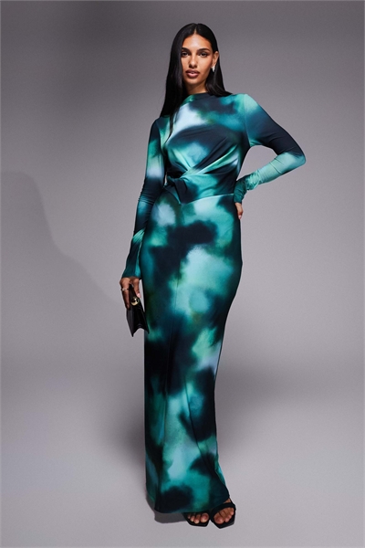 Макси-платье с драпировкой и закрученным элементом артикул 152802395