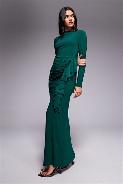 Эксклюзивное макси-платье с высоким воротником артикул 150202175