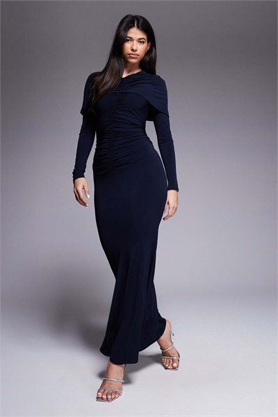 Макси-платье с драпированной накидкой артикул 152802397