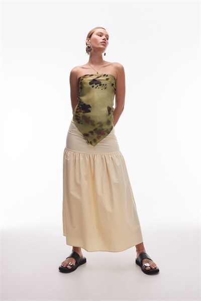 Макси-юбка с заниженной талией из смешанного льна артикул 149752546