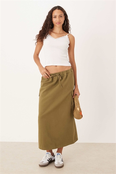 Прямая юбка-макси цвета хаки артикул 150037000