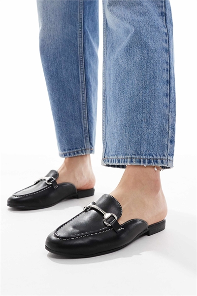 Лоферы без задника в черном цвете артикул 143263084