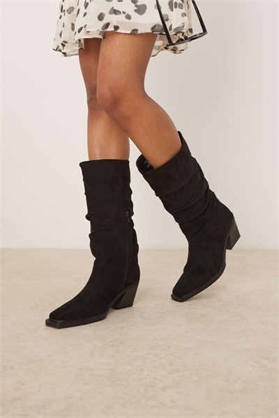 Выбранные кожаные сапоги-ботфорты черного цвета из замши артикул 141188195