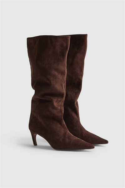 Высокие сапоги из искусственной замши коричневого цвета - темные артикул 155277657