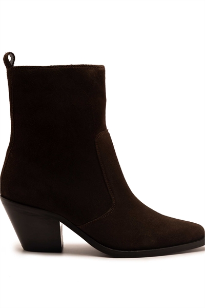 Ботильоны из замши с блочным каблуком коричневого цвета артикул 153632124