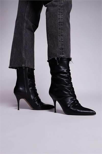 Черные ботильоны Erin с высоким каблуком и рюшами артикул 148699351