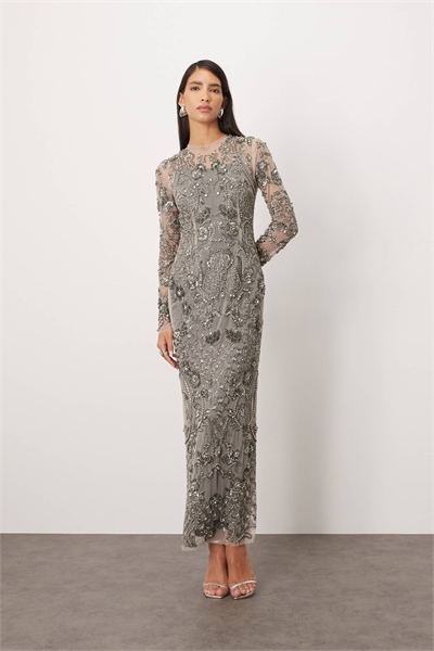 Винтажное макси-платье с украшениями артикул 149432442