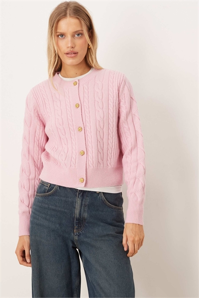 Кардиган Elina с узором «коса» и золотыми пуговицами артикул 153116595