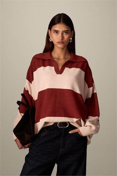 Свитер оверсайз с воротником из трикотажа в стиле регби артикул 147697887