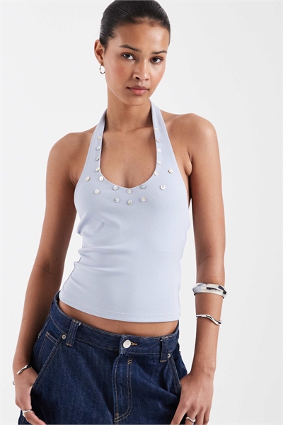 Топ-халтер из ребристого трикотажа с пуговицами от Amita артикул 155926324