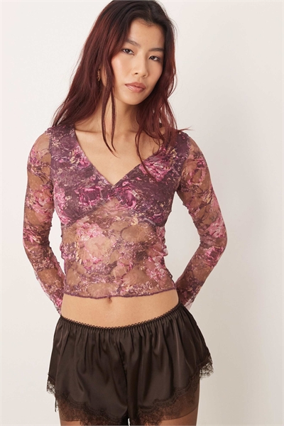 Топ с длинными рукавами из сетчатой ткани с абстрактным принтом от Copriva артикул 154868144