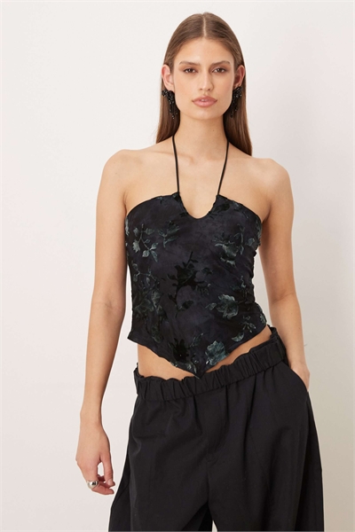 Топ Daiki Halter с бархатными вставками артикул 153492197