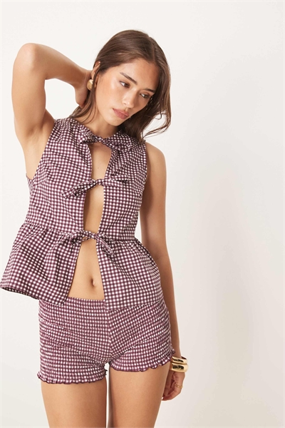 Топ из ткани в клетку с завязками спереди от Kayvata co-ord артикул 148813346