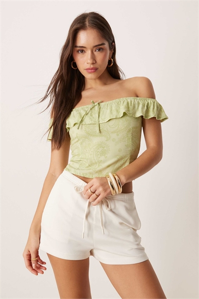 Топ с открытыми плечами в стиле ретро с принтом «пейсли» от Yokai артикул 146143353