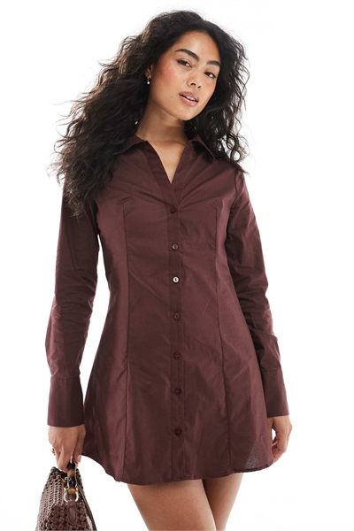 Платье-рубашка из поплина с приталенным кроем артикул 150036830