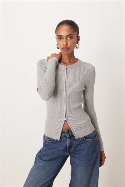 Кардиган Liano с ребристой отделкой и длинными рукавами на молнии артикул 151667568