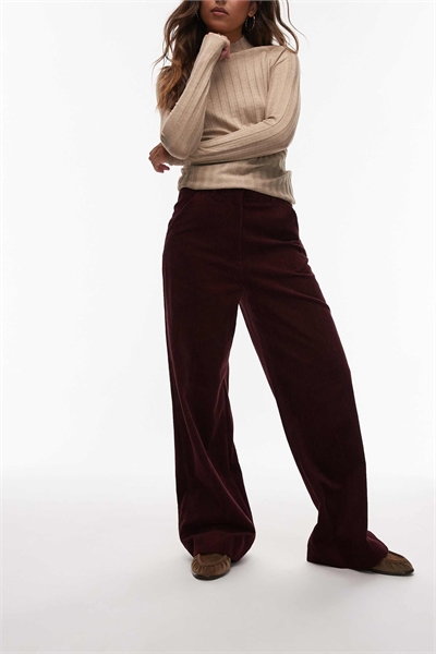 Брюки из вельвета с широкими брючинами и зауженным поясом артикул 150524164