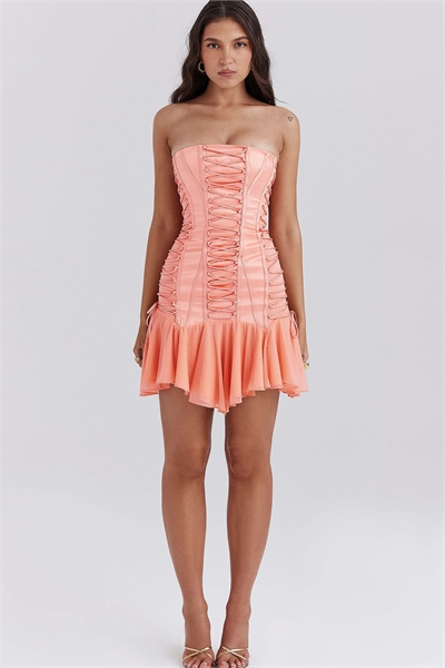 Мини-платье Sirena из атласа без бретелек артикул 149634783