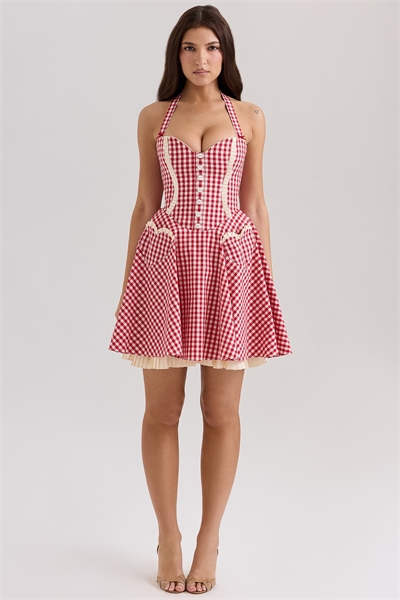 Хлопковое мини-платье с завязками на шее от Heidi артикул 148225429