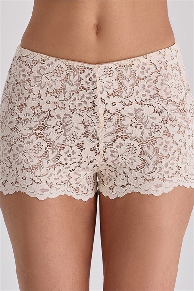 Мини-шорты Margot из винтажного кружева цвета слоновой кости с рельефной текстурой артикул 155576254