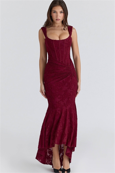 Макси-платье Cesca с цветочным кружевом и винным оттенком артикул 155017637