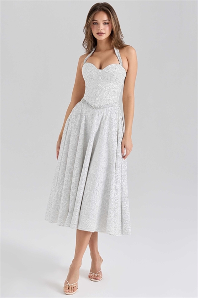 Хлопковое платье средней длины с завязками на шее от Georgie артикул 148887819