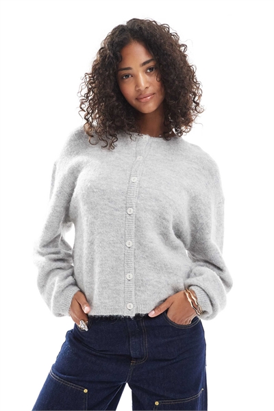 Вязаный кардиган из шерсти и альпаки с круглым вырезом артикул 149246994