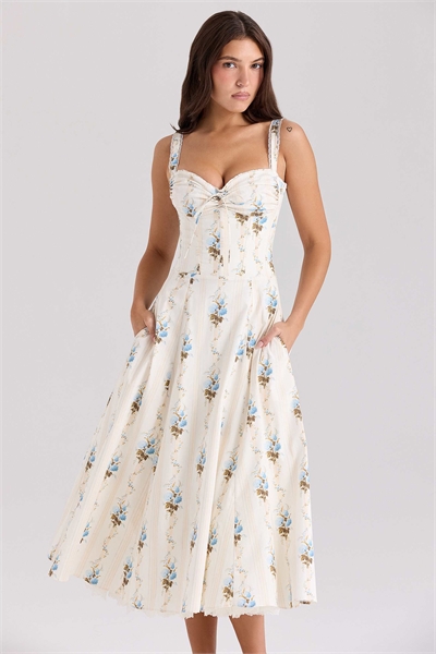 Хлопковое платье-миди с корсетом Rosalee артикул 147861443