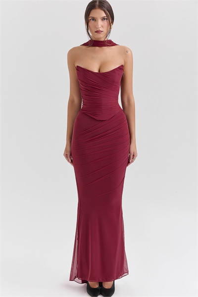 Макси-юбка из сетки с рифленым подолом от Cassidy артикул 149634875