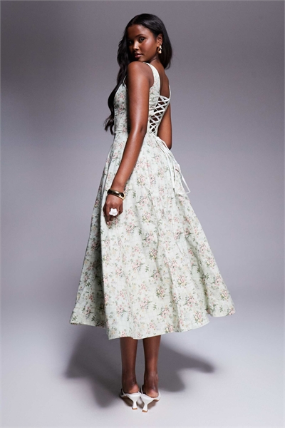 Хлопковое платье средней длины с принтом Mariabella артикул 147861017