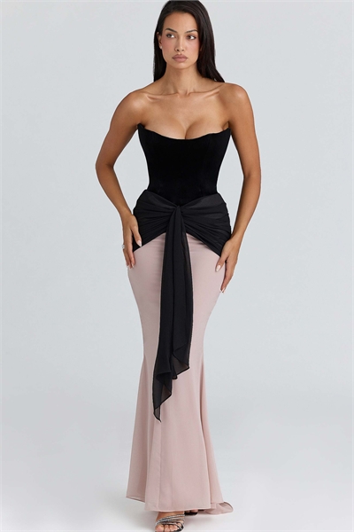 Макси-платье Clara из шифона черного и розового цветов — ограниченная серия артикул 154901069