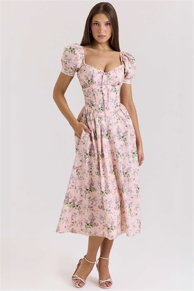 Хлопковое платье средней длины с принтом Lulabell артикул 147768332