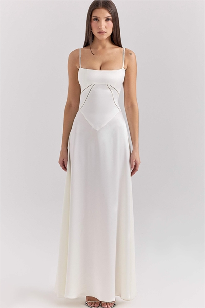 Макси-платье Anabella из атласа с кружевной шнуровкой артикул 149634740