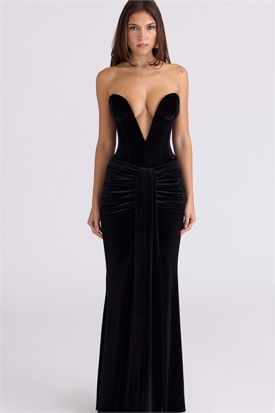 Бархатное макси-платье с глубоким вырезом Vienne — ограниченная серия артикул 153887680