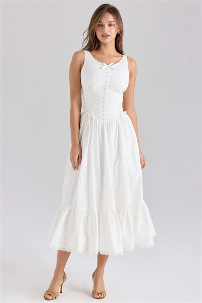 Платье средней длины из эластичного хлопка с кружевом от Sienna артикул 149248257