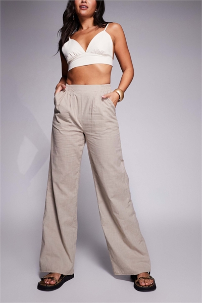 Эксклюзивные брюки из льна с широкими брючинами и эластичным поясом, сшитые на заказ co-ord артикул 142327799