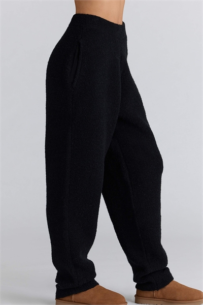 Брюки из чёрной шерстяной ткани букле от Geena артикул 155774583