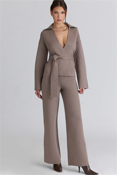 Шерстяные брюки с широкими брючинами Avery цвета «тауп» артикул 155471220