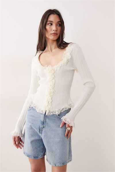 Легкий вязаный кардиган в стиле бохо с кружевом артикул 154756994