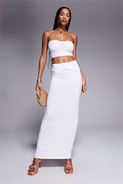 Эксклюзивная макси-юбка из двухслойного эластичного кружева с узором в виде узлов co-ord артикул 148070820