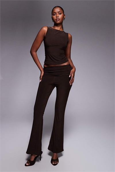 Эксклюзивные двуслойные брюки с расклешенными штанинами и отложным краем co-ord артикул 151521115