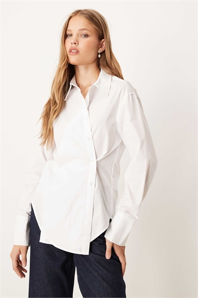 Рубашка из поплина с длинными рукавами и асимметричным кроем артикул 149247031